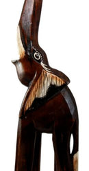 Balinese Wood Handicraft Large Striped Trumpeting Jungle Elephant Figurine 24"H