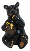 Western Rustic Black Bear Eating Honey From Honeycomb Beehive Figurine Bears