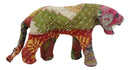 Jungle Bengal Tiger Hand Crafted Paper Mache In Colorful Sari Fabric Figurine