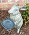 Whimsical Bunny Rabbit Holding Leaf Bird Feeder Garden Decor Aluminum Statue