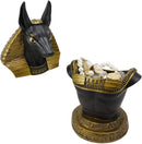 Ebros Egyptian God Anubis Bust Decorative Box Figurine in Black and Gold Finish