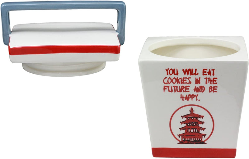 Ebros Gift Ebros Ceramic Chinese Food Take Out Box Cookie Jar With Seal  Tight Lid 8.5Tall