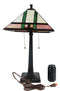 Frank Lloyd Wright Mission Style Geometry Pyramid Stained Glass Side Table Lamp