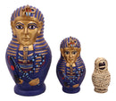 Ebros 3 Piece Set Pharaoh King TUT Sarcophagus Coffins with Mummy Nesting Doll Matroyshka Figurines 6" Tall - Ebros Gift