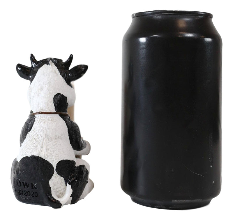 Ebros Farm Bovine Holstein Cow By Wood Barrel Toothpick Holder Statue With Toothpicks