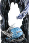 Ebros  21"H White Frozen Dragon On Cavern With Wyrmling Hatchling In Egg Statue