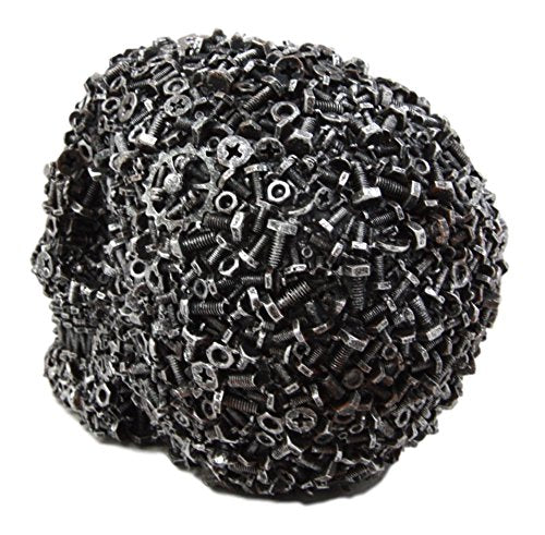 Ebros Junkyard Mechanic Gears Nuts Bolts And Screws Hardware Skull Decorative Figurine