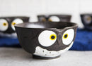 Pack Of 6 Black Whimsical Big Eyed Owls Rice Soup Appetizer Sauce Bowls 14oz
