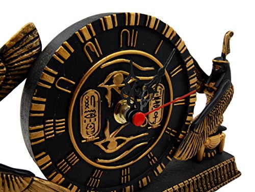 Ebros Egyptian Kneeling Goddess Maat Isis With Wedjat Table Clock Figurine 8" L