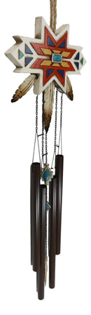 Rustic Southwest Boho Chic 3 Feathers Colorful Vectors Star Symbol Wind Chime