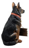Faithful Collared German Shepherd Guard Dog Large Figurine Holding Sign Statue