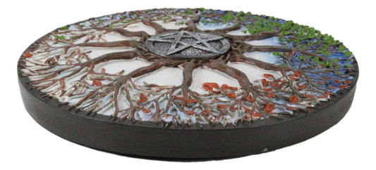 Four Seasons Dendritic Tree Wheel of Life with Pentagram Star Wall Decor Plaque