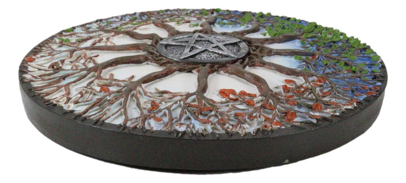 Four Seasons Dendritic Tree Wheel of Life with Pentagram Star Wall Decor Plaque