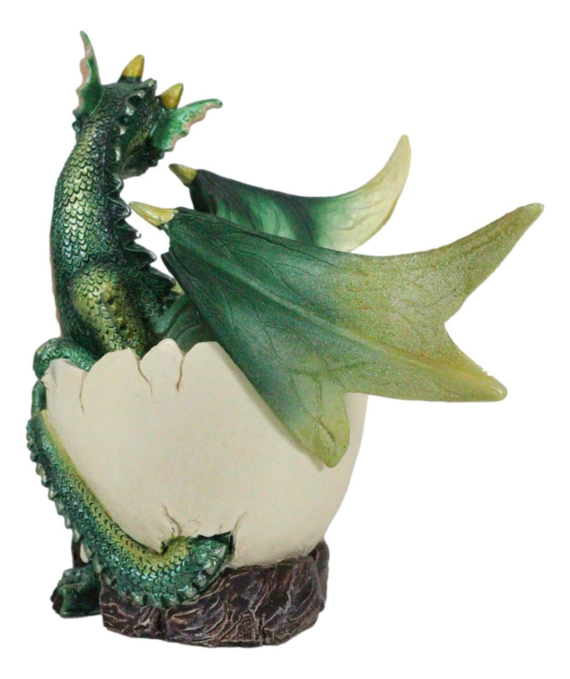 Whimsical Smiling Green Hatchling Baby Dragon Hatchling In Egg Shell Figurine