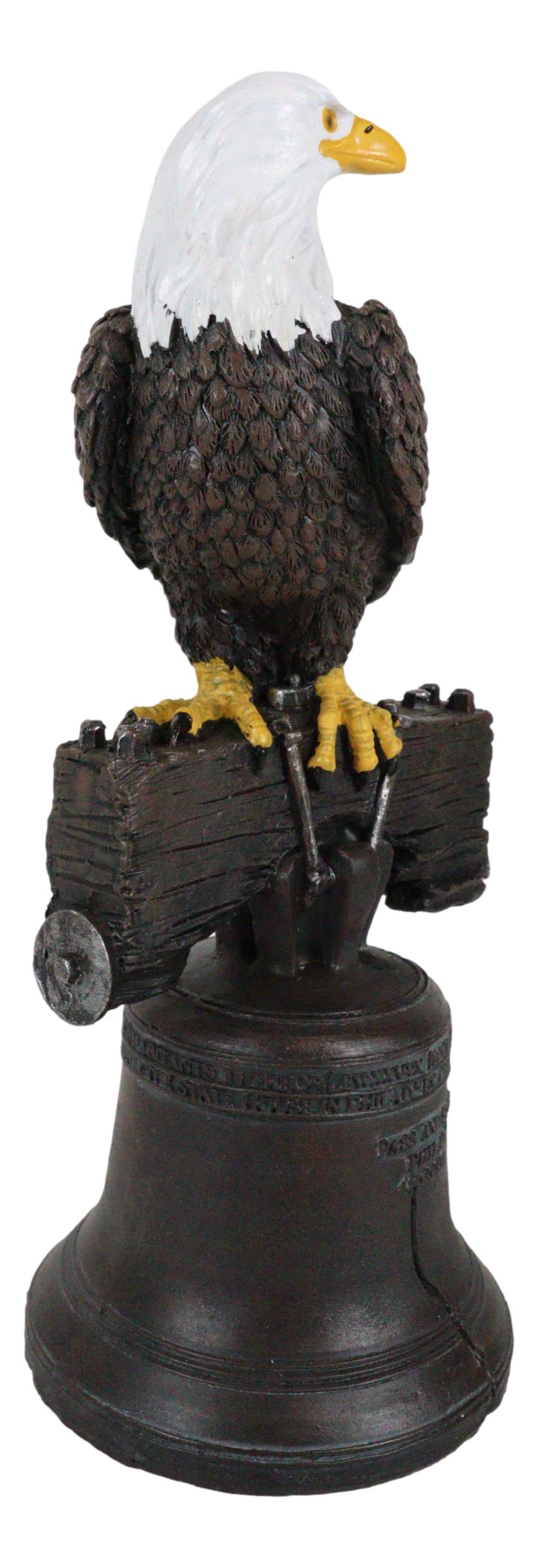 Independence Day American Patriotic Bald Eagle Perching On Liberty Bell Figurine