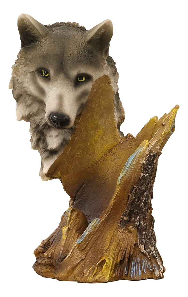 Ebros Large Rustic Woodlands Gray Wolf Wine Holder Figurine 10"H Animal Spirit Statue