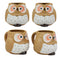 Ebros Gift Whimsical Woody Forest Big Eyed Brown Owl Ceramic 11oz Drinking Mugs Set of 4 As Kitchen Dining Home Decor Of Owls Owlet Nocturnal Bird Novelty Mug Cups For Coffee Tea Milk Beverage