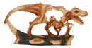 Jurassic Dinosaur Tyrannosaurus Rex Father and Baby Faux Wood Cutout Figurine