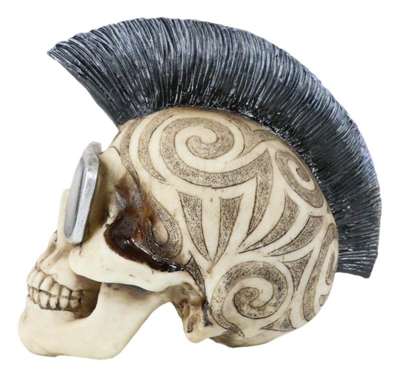 Celtic Tattoo Knotwork Mohawk Black Punk Haired Skull With Cool Shades Figurine