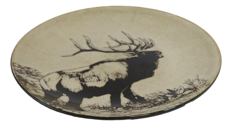 Ebros Forest Giant Emperor Bull Elk Large Round Dinner Plate Set of 2 10.75"D