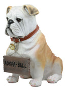 Realistic Large English Bulldog Welcome Statue 12"Tall Adorable Sitting Bulldog