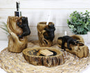 Ebros Rustic Black Bears Climbing Logs Bathroom Vanity Set of 4 Soap Dish Pump Cup