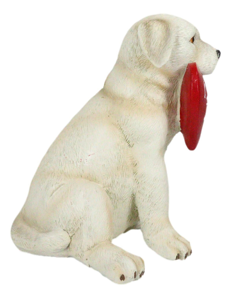 Labrador Puppy Dog Biting Red Heart I Love You Sign Figurine Pet Pal Animal Art