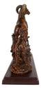 Rustic Country Bighorn Sheep Ram With Lambs On Rock Faux Mahogany Wood Figurine