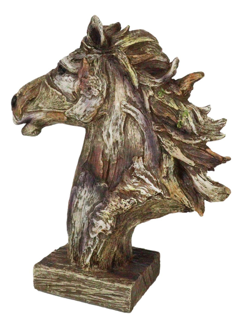 Faux Driftwood Equine Beauty Mustang Horse Head Desktop Plaque Sculpture 8.25"H