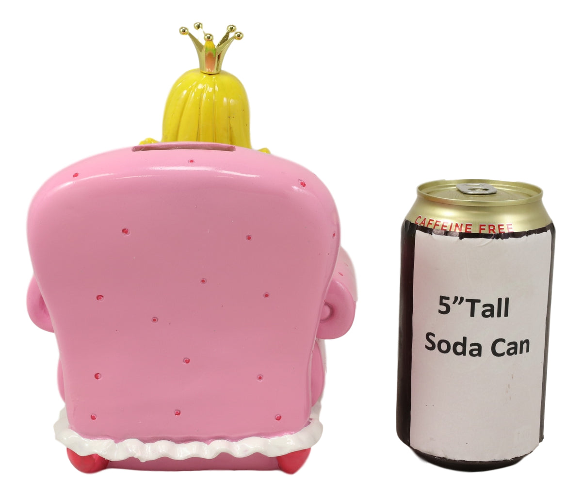 Bookworm Crown Princess Fairy Sitting On Pink Sofa Money Coin Bank Figurine