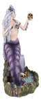 Large Sirens of The Seas Necromancer Gothic Mermaid Holding A Skull Figurine