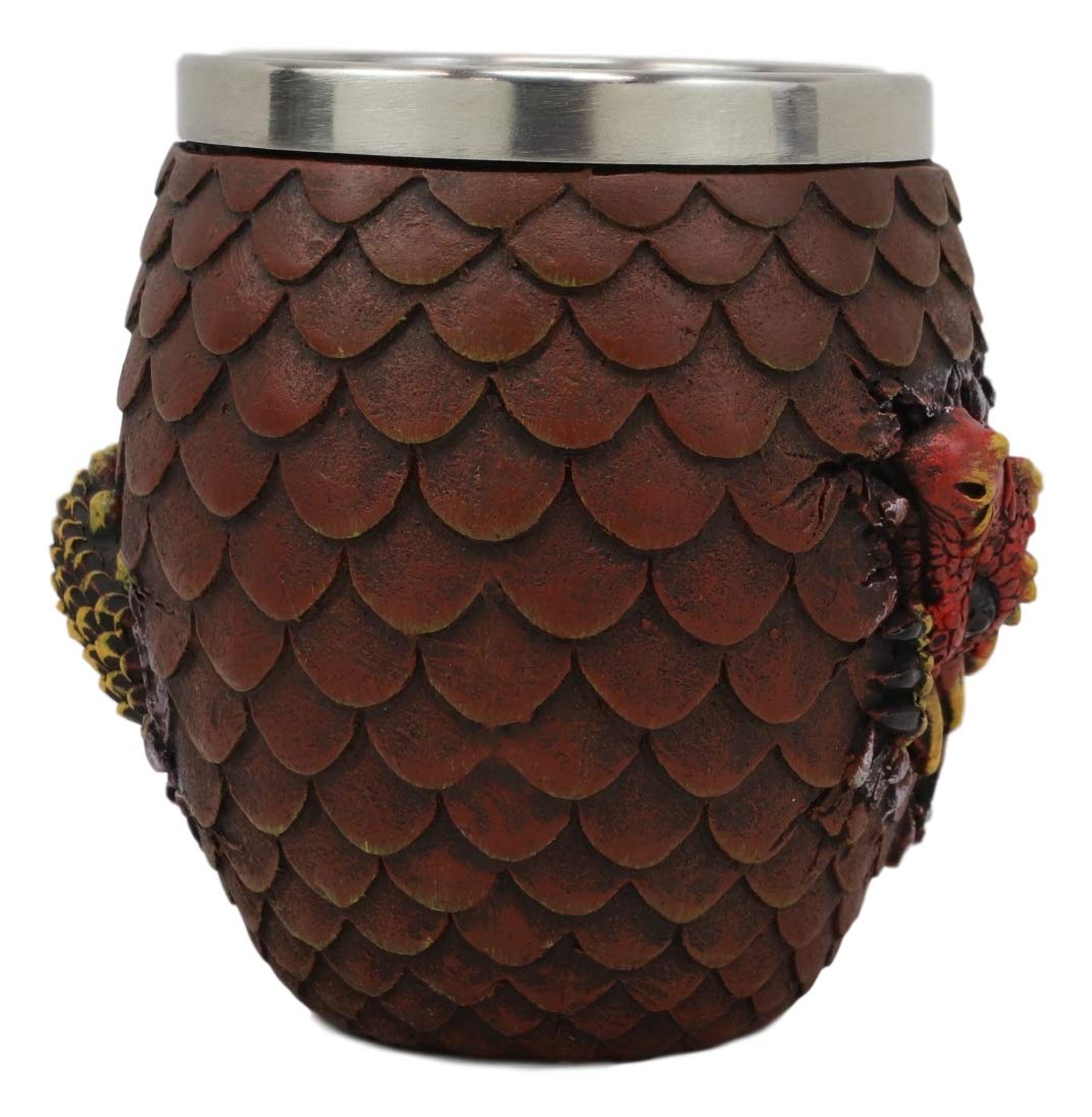 Ebros Medieval Khaleesi's Dragon Colorful Scale Egg With Hatching Wyrmling Small Drink Cup 3.75" High Fantasy GOT Themed Dungeons And Dragons Drinking Party Prop Cups (Set of 2 Red And Green)