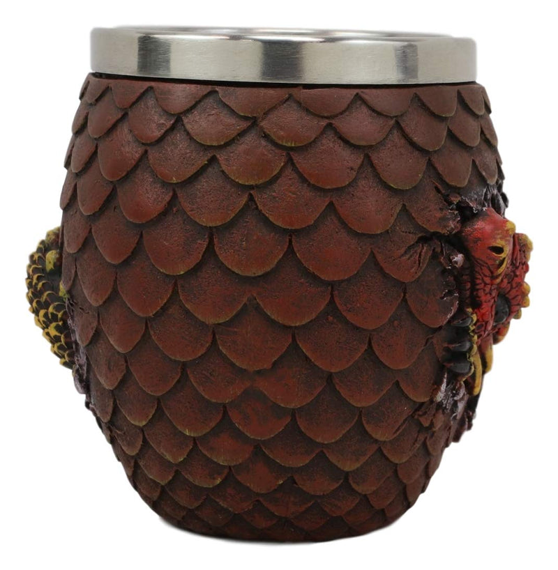 Ebros Medieval Khaleesi's Dragon Colorful Scale Egg With Hatching Wyrmling Small Drink Cup 3.75" High Fantasy GOT Themed Dungeons And Dragons Drinking Party Prop Cups (Set of 2 Red)