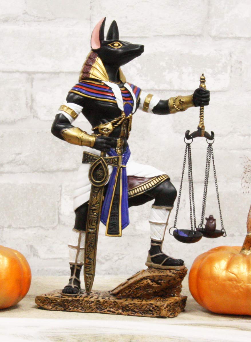 Ebros God Anubis with Scales of Justice and Sword of Judgement Figurine 10" Tall