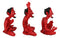 Set of 3 Red Demon Imp Devils in Yoga Lotus Meditation Poses Figurines