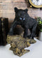 Ghost Hunter Black Panther Cougar On Weathered Tree Log Statue Jaguar Decor