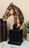 Western Wildlife Long Mane Horse Stallion Head Bust Figurine With Trophy Base
