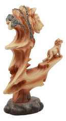 Ebros African Savanna Safari Lion Statue 9.25"Family Faux Wood Resin Figurine