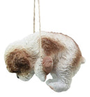 Lifelike Teacup Shih Tzu Puppy Macrame Branch Hanger 5.25"Tall With Jute Strings