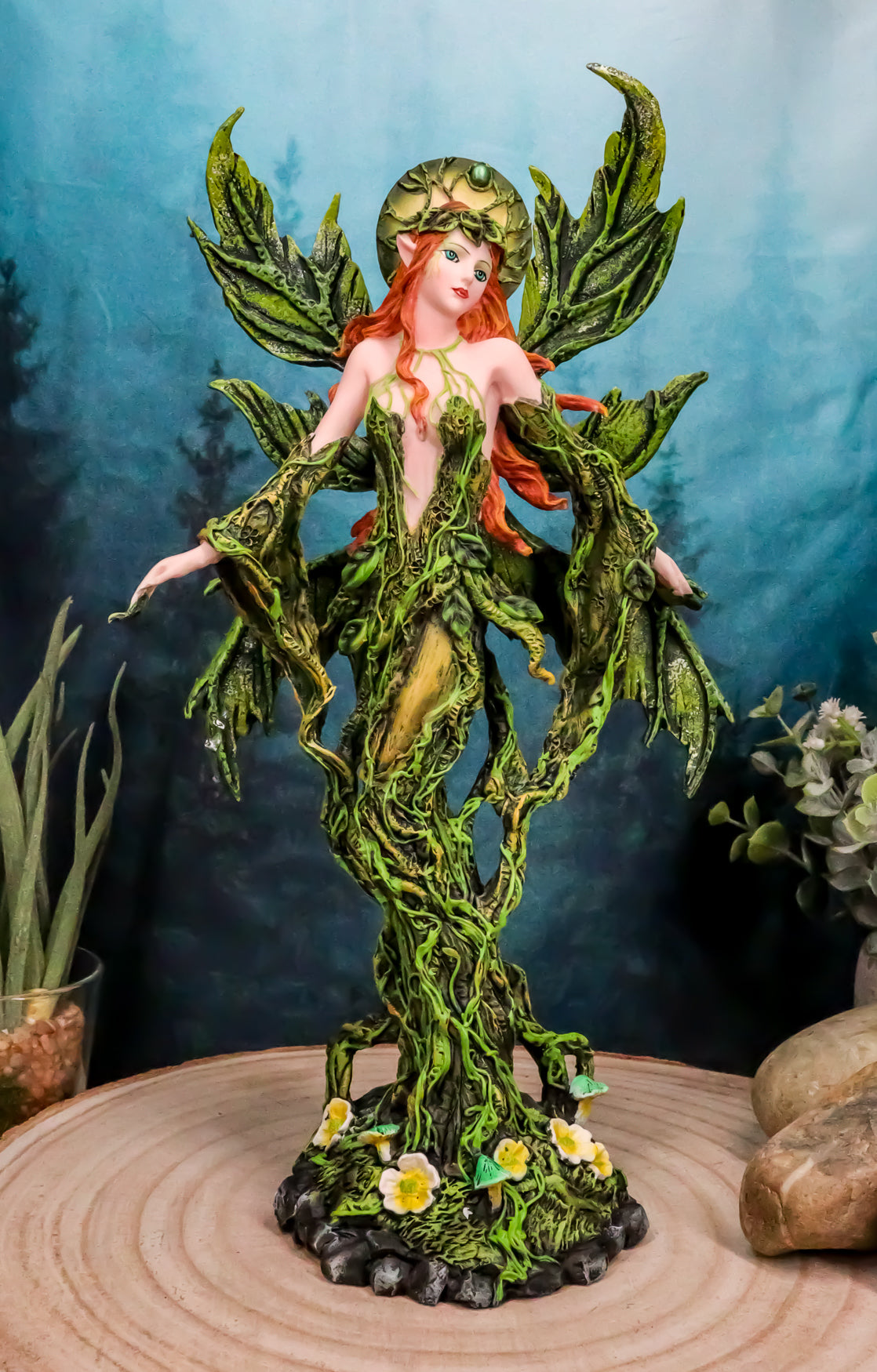 Ebros Elemental Earth Gaia Forest Green Fairy Statue Decorative Figurine 12.25"H