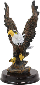 Ebros American Pride Swooping Bald Eagle with Spread Out Wings by Rocky Cliff Statue On Black Trophy Base 5.25" Tall USA Patriotic National Emblem Independence Day American Home Decor Figurine