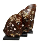 Balinese Wood Handicrafts Tropical River Angel Fish Family Set of 3 Figurines