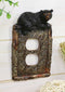 Set of 2 Rustic Black Bear In Faux Wood Double Receptacle Wall Outlet Plates
