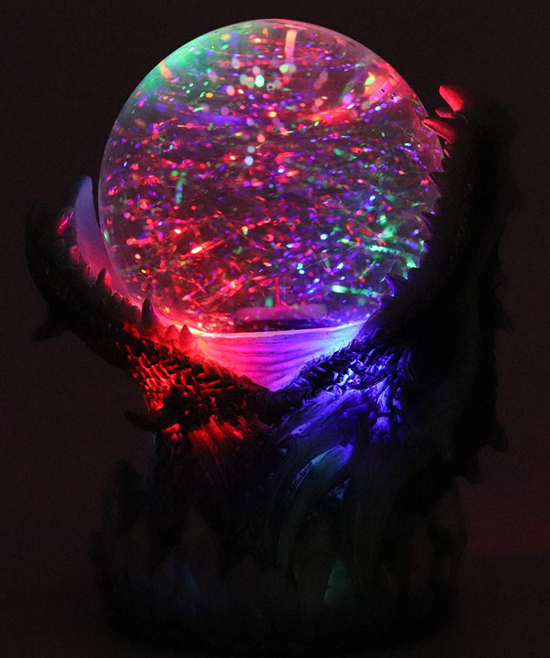 Ebros Blue Frost Dragon LED Night Light Glitter Sparkle Water Globe Storm Ball
