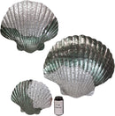 Ebros Sea Shell Clams 3 Piece Large To Small Size Aluminum Metal Wall Decor