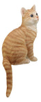Ebros Large Sitting Lifelike Curious Orange Tabby Cat Shelf Sitter Statue 13.75" Tall