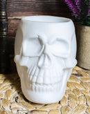 Matte White Gothic Skull Skeleton Ceramic Votive Candle Essential Oil Warmer