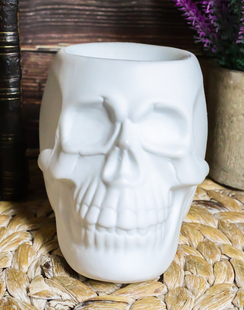 Matte White Gothic Skull Skeleton Ceramic Votive Candle Essential Oil Warmer