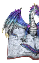 Guardian Of Bibliography Purple Blue Dragon Emerging Out Of Spell Book Figurine