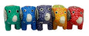 Balinese Wood Handicrafts Colorful Jungle Elephant Miniature Figurines Set 2.5"L